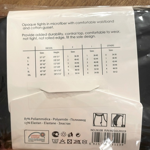 Mànzi women’s tights - size M (3) - opaque black NWT - Picture 2 of 3